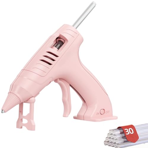 Wireless Hot Glue Gun Fast Heating Cordless Glue Gun with 30 Pcs Glue Sticks 70-minute runtime 2000mAh USB-C Rechargeable for DIY Crafts Home Repair and Decoration (Pink)