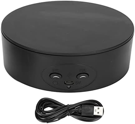 360 Degree Rotating Display Stand, Electric Turntable for Wine Bottles Cosmetics Watches, 3kg Load Capacity, Quiet Operation, USB or Battery Powered, Clockwise Counterclockwise (Black)
