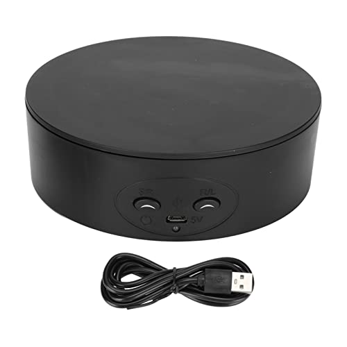 Elektryczna Podstawa Gramofonowa 360 °, Obrotowa Podstawa Wystawowa 360 Stopni, Regulacja Prędkości 2 USB Elektryczny Obrotowy Gramofon, Stojaki Wystawowe(Czarny)