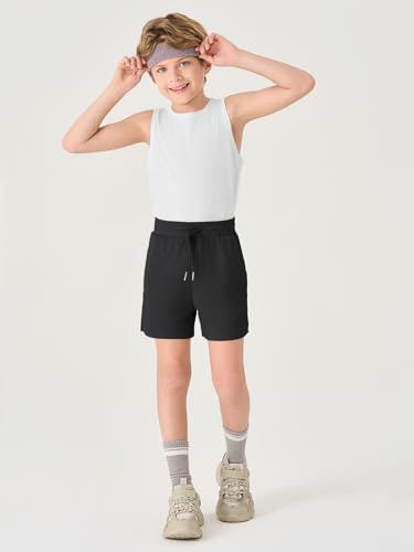 Haloumoning Boys Mesh Athletic Shorts Kids Quick Dry Side Slit Basketball Gym Shorts with Pockets 5-14 Years3