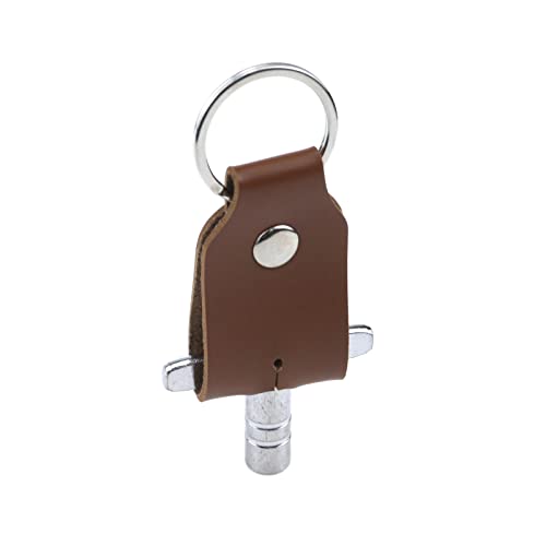 Dnyta 2 Pack T-Shaped Drum Tuning Key with Leather Key Chain Drum Adjusting Accessory Wrench Drum Kit Universal Tool-Brown