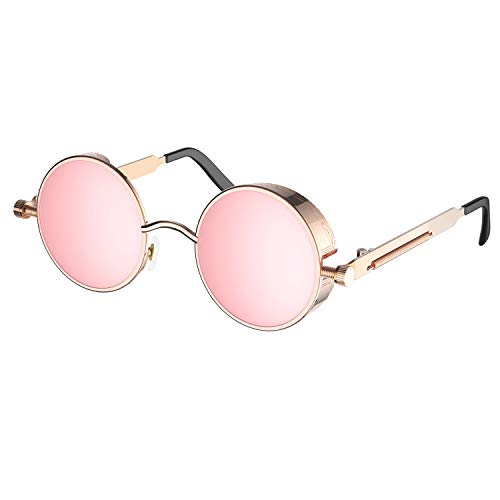 Image of PROUDDEMON Retro Gothic Steampunk Sunglasses for Women Men Round Lens Metal Frame
