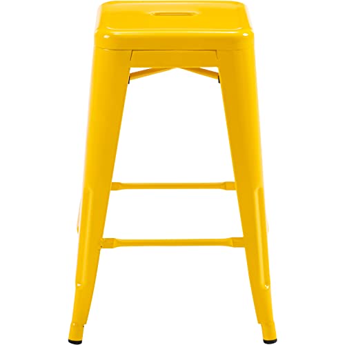 Vogue Furniture Direct 24" High Barstools Backless Yellow Metal Barstool Indoor-Oudoor Counter Height Stool With Square Seat, Set Of 4 - Vf1571019-4 #TOP6