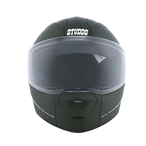 Image of STUDDS Ninja Elite SUPER Flip Up Full Face Helmet (Military Green, L)
