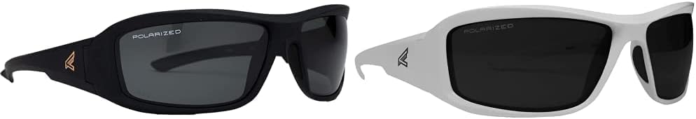 EDGE Brazeau Polarized Safety Glasses Bundle (Black Frame, Polarized Smoke) + (White Frame, Polarized Smoke)