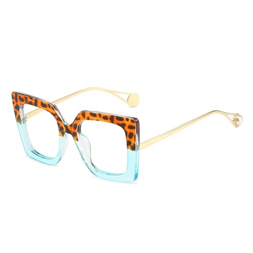 Lunettes de lecture carrées surdimensionnées LVTFCO pour femmes motifs fleurs bleues