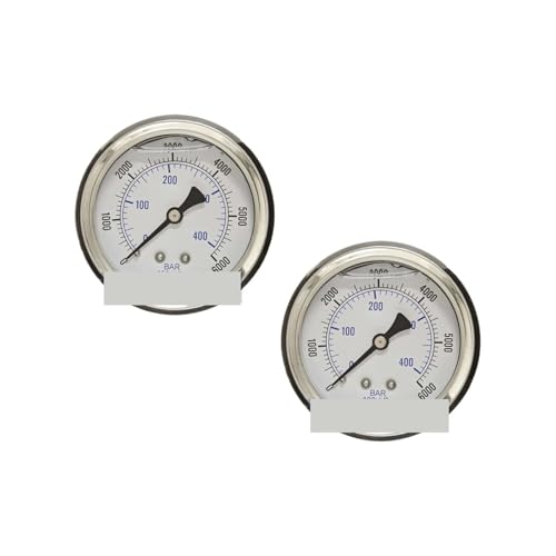 Manomètre à liquide pour compresseur hydraulique 0-6000 PSI avec raccord 1/4 arrière
