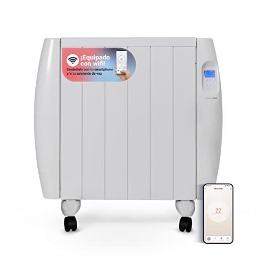 UNIVERSALBLUE Emisor Térmico con WIFI | Bajo Consumo 1500W | Radiador Eléctrico con 6 Elementos | Pantalla Digital