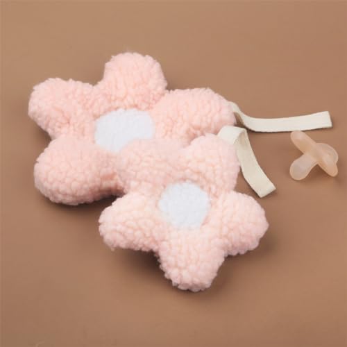 Image of Baby Daisy Pacifier Holder,Light and Soft Dummy Holder Handmade 2 Pack, Decor for Nursing Kids Room(Pink Daisy)