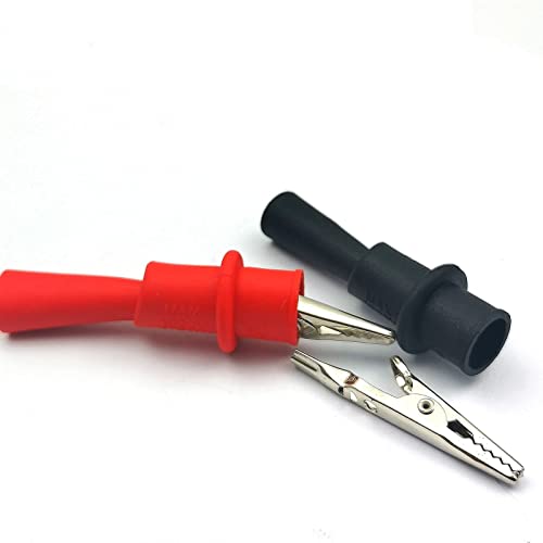 Image of FainWan 2 Pair Silicone Alligator Clips Set, Professional 1000V 10A Alligator Clip Test Kit, Banana Test Lead Probe Clip, Test Extension Compatible with Fluke Multimeter Tester Probe HI