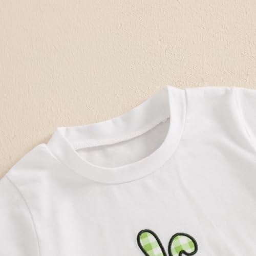 Image of Toddler Baby Boy Easter Rabbit Outfit Short Sleeve Bunny Carrot Smocked T-shirt Elastic Waist Shorts Summer Clothes