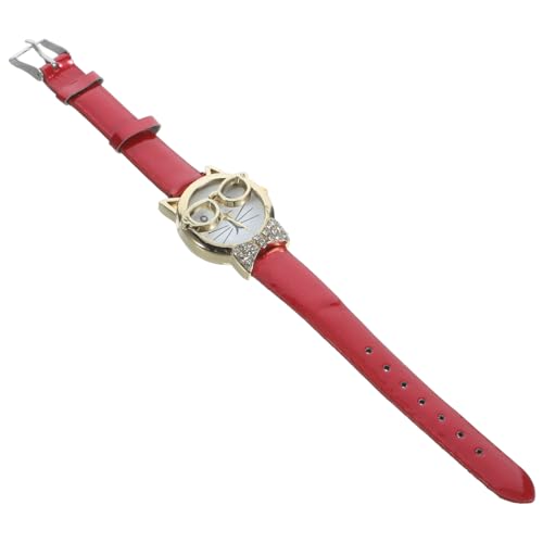 COSMEVIVI 4個 メガネキャットウォッチ 女性の腕時計 女性用ブレスレットウォッチ レディース腕時計 女の子の腕時計 女の子の 時計の装飾 面白い腕時計 漫画の腕時計 ステンレス鋼 赤