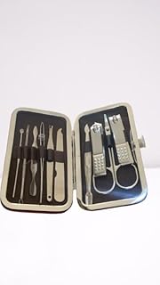 مجموعة ادوات تجميل محمولة 10 في 1 من الستانلس ستيل للمنزل والسفر، ادوات احترافية للعناية بالاظافر والزوائد اللحمية والعناية بالبشرة