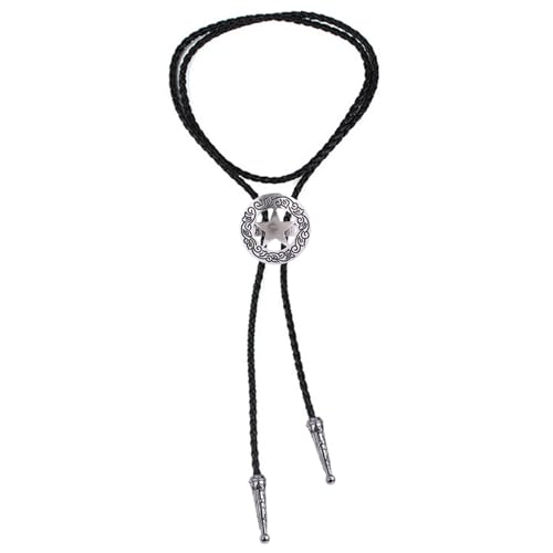 Image of Cowboy Bolo Tie for Men, Vintage Cow Skull Bolo Tie Necklace Native American Necktie for Men Women