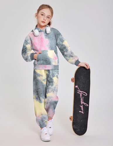 Image of Arshinet Girls 2 Piece Outfits Hoodie Sweatsuit Sets Oversized Sweatshirt and Baggy Fall Fashion Sweatpant with Pockets