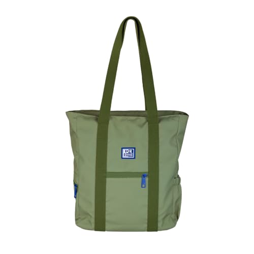 Oxford B-Trendy, Bolso Tote de Hombro o Bandolera, 38cm, Bolsillo Acolchado para Portátil, Poliéster Reciclado RPET, Color Verde Safari