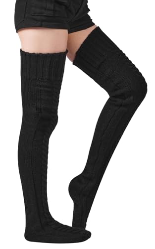 Moon Wood Women's Thigh High Socks Extra Long Winter Stockings Thick Cable Knitted Socks Over Knee Leg Warmers4