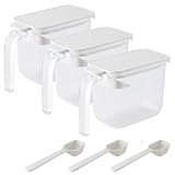 マーナ (marna) 調味料ポット スプーン付き (フタが奥に開く/ホワイト) 調味料入れ (パッキン付 湿気防止) 調味料 砂糖 塩 保存容器 ケース (グッドロックコンテナ) 3個入り R496W