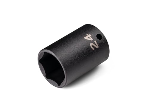 Image of TEKTON 3 /8 Inch Drive x 24 mm Semi-Deep 6-Point Impact Socket | SID14124