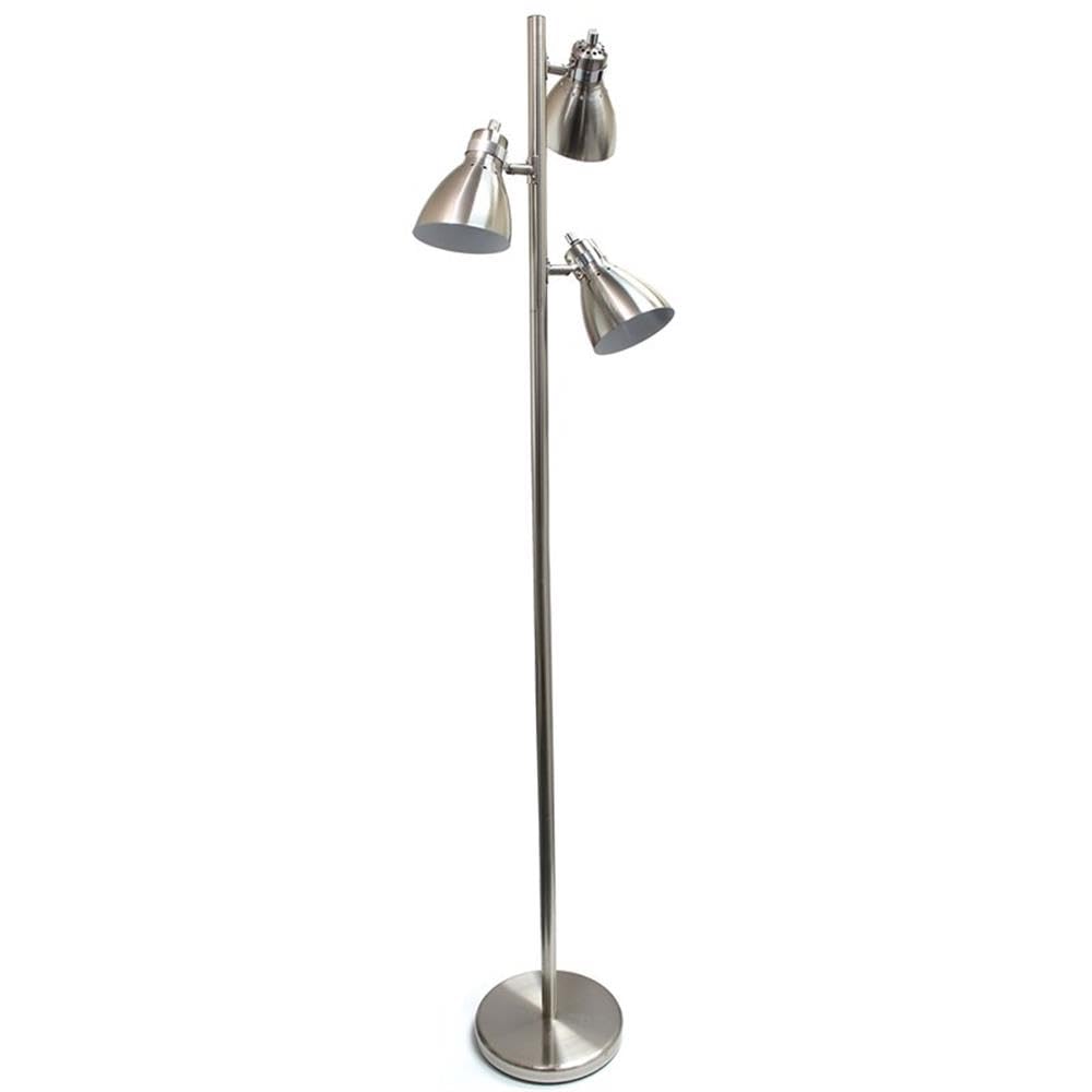 Simple Designs LF2007-BSN Metal 3 Light Tree Floor Lamp, Brushed Nickel