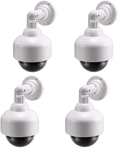 XYWHPGV Faux dôme de caméra de sécurité CCTV factice avec voyant d'avertissement clignotant à LED rouge, autocollant pour la maison extérieur intérieur blanc 4 pièces(afbfa 209d7 2441d 3d633 5d8b7 40f