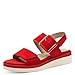Tamaris Comfort Damen Sandalen flach aus Leder mit Schnalle, Rot (Red Suede), 38 EU