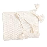 BEBEMOKO Nordische Boho Tagesdecke aus Weichem Strickfleece mit Fransen Atmungsaktive Kuscheldecke fürs Büro & Sofa Komfortable Tagesdecke für Gemütliche Nickerchen Zuhause