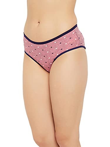 Image of Clovia Women's Cotton Mid Waist Floral Print Hipster Panty in Brown