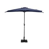 WO Home Furniture 9 ft Half Market Table Umbrella, Polyester Canopy, All Weather and UV Resistant for Outdoor, Patio, Awning, Window, Shade, Balcony (Navy Blue)