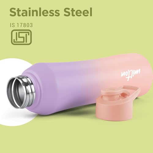 Image of MILTON Comet 1000 ISI Certified Stainless Steel Water Bottle I Leak Proof I Rust proof I Single Walled I Ideal for Office, School, Home, Gym, 1000 ml, Purple & Pink