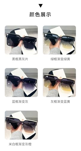 Half Frame Sunglasses, Fashion Trend Sunglasses Personality Plain Women Sunglasses-Gray Frame Gradient Blue4