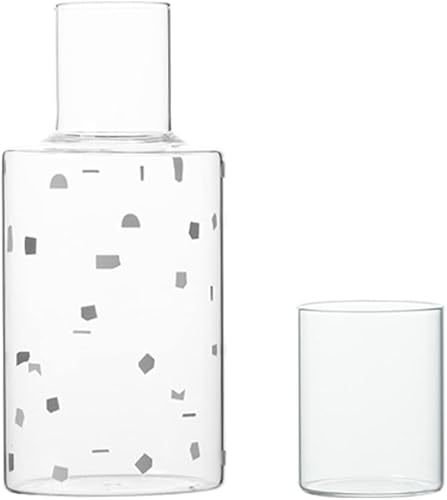 Simple - Jarra de agua nocturna de cristal con vaso, jarra y taza de noche, transparente, 33 onzas