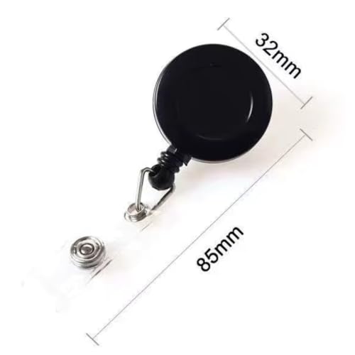 05 - Porta Crachá Retrátil Roller Clip Articulado Enfermagem Autismo Extensor Preto
