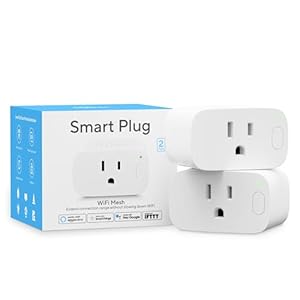 Smart Plug, Smart Home Wi-Fi Mesh Outlet, 15A Ultra Efficient Smart Plug Compatible with Alexa, Google Home & IFTTT, No Hub Required, 2.4GHz Wi-Fi Only, Remote Control, ETL Certified, 2Pack