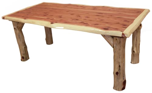 Furniture Barn USA-Rustic Dining Table- Red Cedar Log 42" x 60" Solid Top