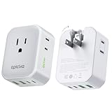 EPICKA Hybrid Wall Charger 8 Outlet Multi Plug Dorm Room Essentials Wall Outlet Extender with 4 USB Ports(2USB C PD 20W), No Surge Protecter Fast Charging Folderable Expander for Cruise, Travel, White