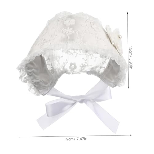 Adjustable White Lace Cap for Years Old Soft Breathable Princess Bonnet with Comfortable Fit for Daily Wear Outings and Photo Props2