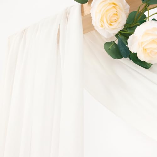 Image of MLMC Ivory White Wedding Arch Draping Fabric 2 Panels 29 inch x 20 FT Extra Long Gauze Drapes Sheer Backdrop Curtains 6.6 Yards Outdoor Drapery Panels for Wedding Baby Shower Party Ceiling Decoration