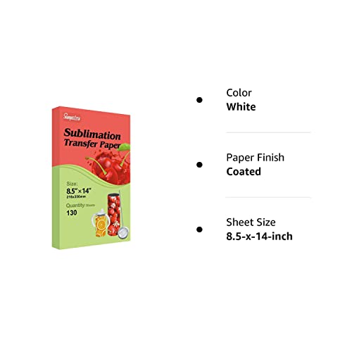 Stampcolour Sublimation Paper 8.5X14 Inches 130 Sheets Heat Transfer Paper For Any Epson Hp Canon Sawgrass Inkjet Printer With Sublimation Ink For Sublimation Tumbler Blank,T-Shirts,Diy 125Gsm #TOP7