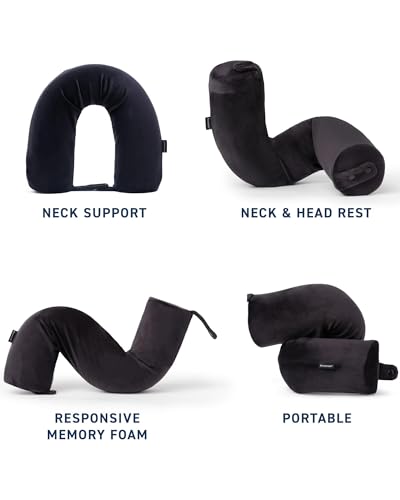 Brookstone Free Form Travel Pillow - Lightweight Flexible Memory Foam Travel Neck Pillow for Sleeping, Car, Airplane & Travel Support, Size: One Size, Black - Thumbnail 4