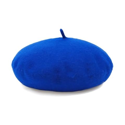 Women French Wool Beret Hats - Solid Color Classic Beanie Winter Cap(Royal Blue) Cover