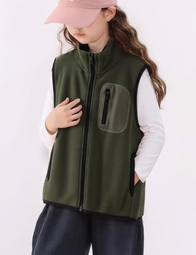 Boys Girls Fleece Vests Sleeveless Soft Outerwear Stand Collar Warm Waistcoat Solid Comfortable Jacket 3-12 Years3