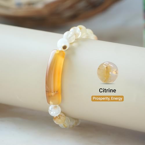 Image of Japam Citrine Success Bracelet for Prosperity, Good Luck and Positive Energy | Crystal Band to Boost Confidence, Focus and Abundance | Lucky Wealth Bracelet for Men and Women