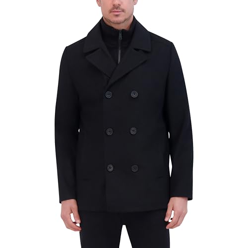 Kenneth Cole Men's Double Breasted Bib Peacoat2