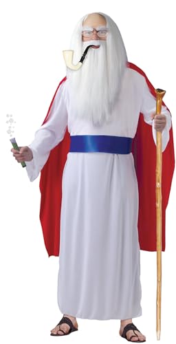 FIESTAS GUIRCA | Costume de Druide Adulte (52-54/L) - Cape, Ceinture et Tunique pour Fêtes de Galo, Halloween et Carnaval - Idéal pour Hommes lors de Célébrations et Événements - Blanc et Rouge