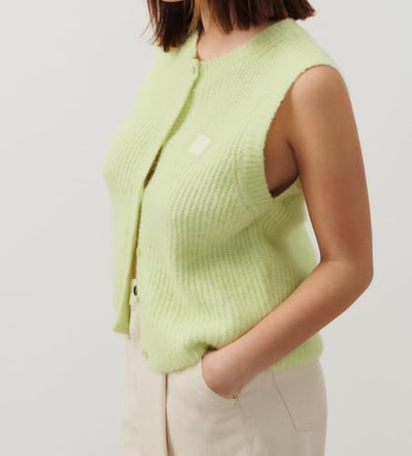 Image of UAURORAO Women Chunky Sweater Vest Button Down Crochet Cable Knit Cardigan Sleeveless Open Front Knitted Crop Waistcoat