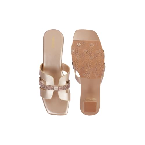 Image of Mochi Women Faux Leather Glamorous Strap Block Heel Fashion Slip-on Sandals