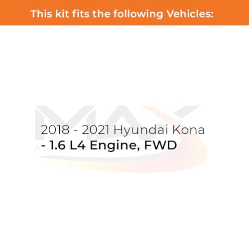Image of Max Advanced Brakes Rear Brake Kit Compatible With 2018 2019 2020 2021 Hyundai Kona w /1.6L FWD Replacement Drilled Slotted Black Coated Disc Brake Rotors and Ceramic Brake Pads