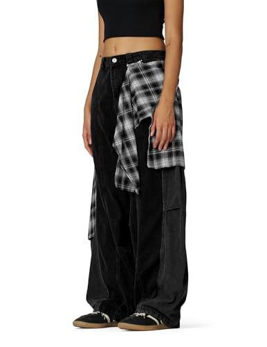 Aelfric Eden Barrel Jeans Detachable Plaid Baggy Jeans Wide Leg Hip Hop Streetwear Y2k Denim Pants Trousers4