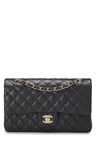 Chanel, Pre-loved Navy Quilted Caviar Classic Double Flap Medium, Navy
